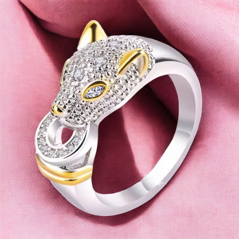 Designer Silver & Gold Panther Ring - Picture 2 of 12